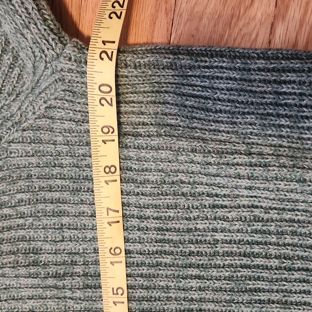 Old Navy Men's Teal Crewneck Rollneck Green Ribbed Sweater Size L 100% Cotton - Picture 11 of 13